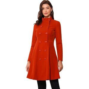 Velvet A-Line Coat for Women Light Red